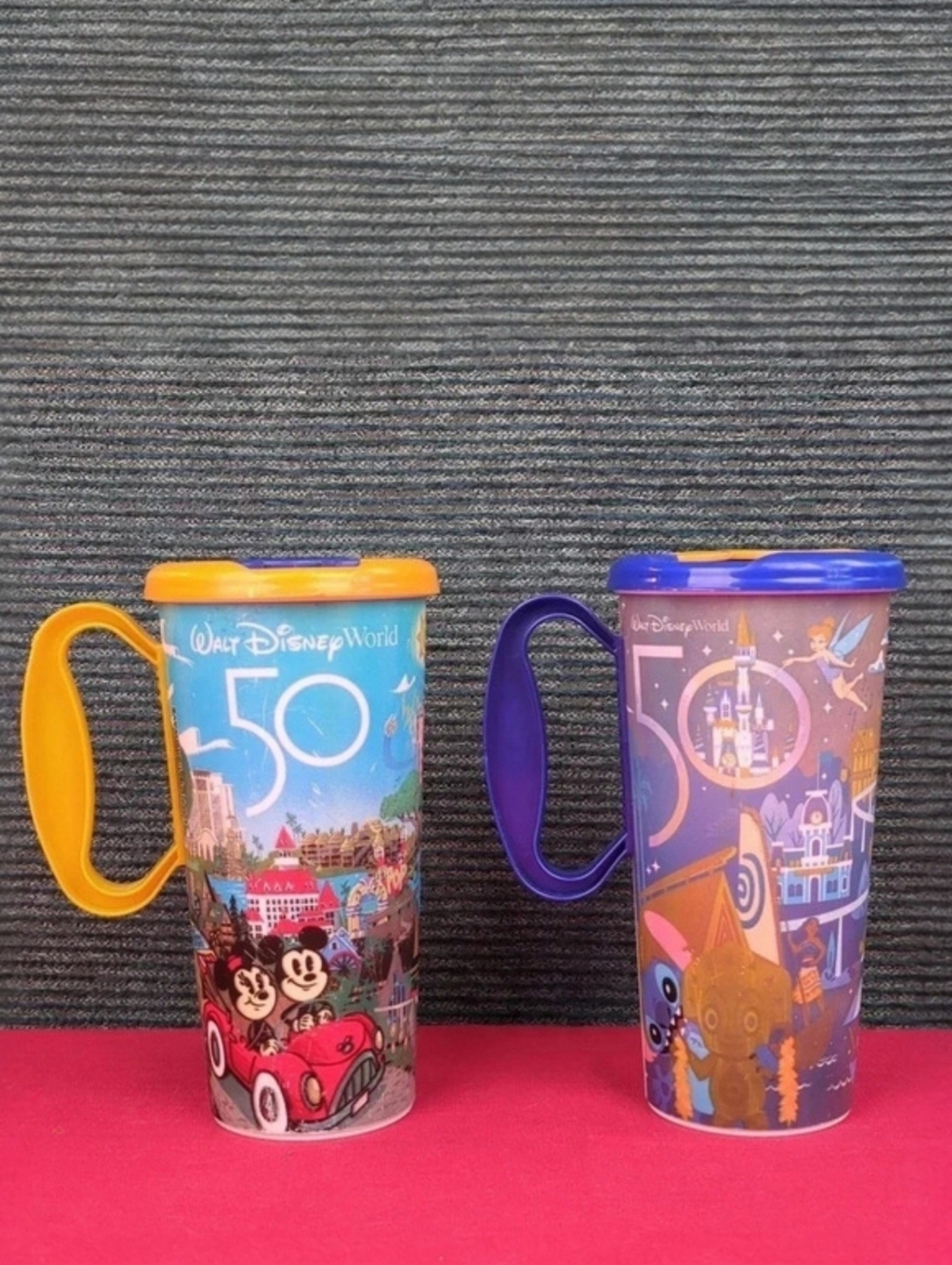 Two Walt Disney World 50th Anniversary Souvenir Drink Mugs/Sipper Cups 2021
